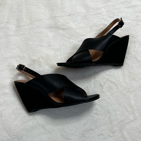 Faux Leather and Suede Wedge Sandals - Picture 1 of 3
